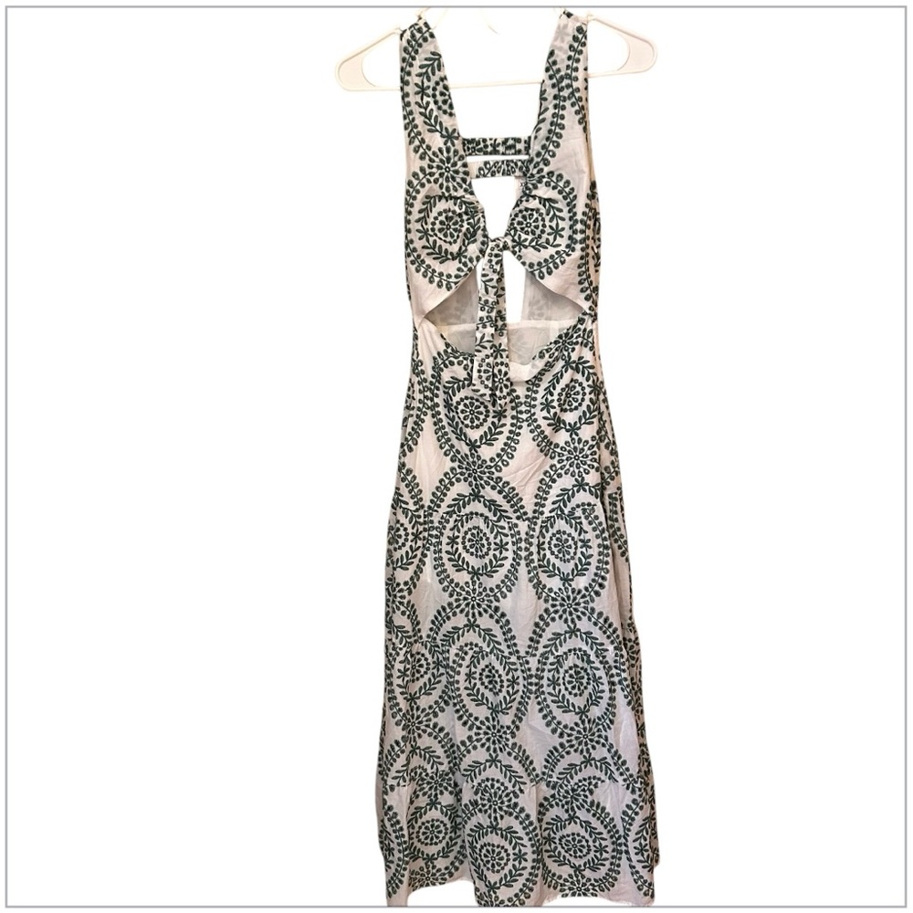 Green and white dress